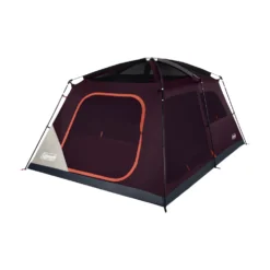 Coleman Skylodge™ 10-Person Camping Tent, Blackberry -Outdoor camping equipment-Coleman 10P CbnCnvntnlIntrnlScrnRm BB 1 FrontAngleRight FlyOff WindowsUp