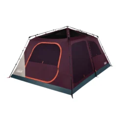 Coleman Skylodge™ 12-Person Instant Camping Tent, Blackberry -Outdoor camping equipment-Coleman 12P CbnInstntIntrnlScrnRm BB 1 FrontAngleRight FlyOff WindowsUp