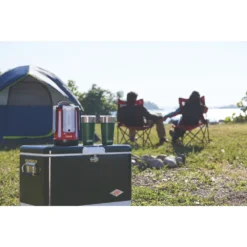 Coleman Sundome® 3-Person Camping Tent -Outdoor camping equipment-Coleman 2000024582 coleman sundome tent couple at campfire with talent in use 1