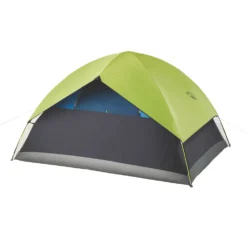 Coleman 4-Person Dark Room Sundome Tent -Outdoor camping equipment-Coleman 2000032253 coleman dark room tent 4p with rain fly green turquoise from behind right angle 1