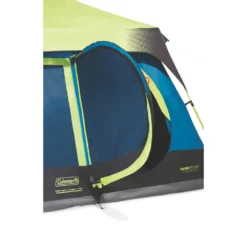 Coleman 10-Person Dark Room Instant Cabin Tent With Rainfly -Outdoor camping equipment-Coleman 2000032730 coleman dark room tent 10p hinge door green turquoise detail 1