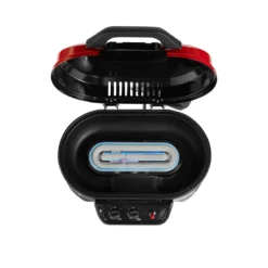 Coleman RoadTrip® 225 Portable Tabletop Propane Grill -Outdoor camping equipment-Coleman 2000033047 225 Table Top Coleman Red Detail Grill Open Burner System Flames20copy