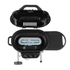 Coleman RoadTrip® 225 Portable Stand-Up Propane Grill -Outdoor camping equipment-Coleman 2000033048 225 Stand Up Coleman Black Detail Grill Open Burner System Flames20copy
