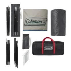 Coleman 6-Person Cabin Tent With Enclosed Weatherproof Screened Porch, Evergreen -Outdoor camping equipment-Coleman 2000035607 Coleman 2020 US Overhead 19Stakes