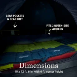 Coleman Skydome™ 6-Person Screen Room Camping Tent With Dark Room™ Technology -Outdoor camping equipment-Coleman 2155647 ATF6