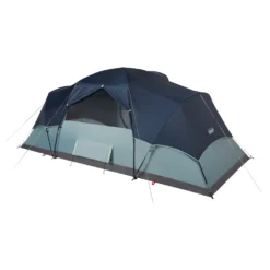 Coleman Skydome™ 8-Person Camping Tent XL, Blue Nights -Outdoor camping equipment-Coleman 8P20MODIFIED20DOME Blue20Nights 4 Back Angle Fly20On Back20Window20open 064