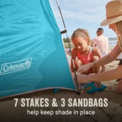 Coleman Skyshade™ Small Compact Beach Shade, Caribbean Sea -Outdoor camping equipment-Coleman Coleman 2000037508 Skyshade CaribbeanSea ATF5