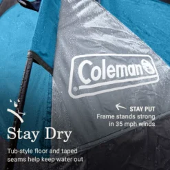 Coleman® Camp Burst™ 4-Person Camping Tent -Outdoor camping equipment-Coleman Coleman CampBurstTents 4P ScubaBlue ATF3