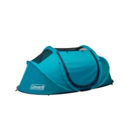 Coleman 2-Person Camp Burst™ Pop-Up Tent -Outdoor camping equipment-Coleman PopUpTent 2P ScubaBlue Hero 3 4 Fly Off 0004 v2